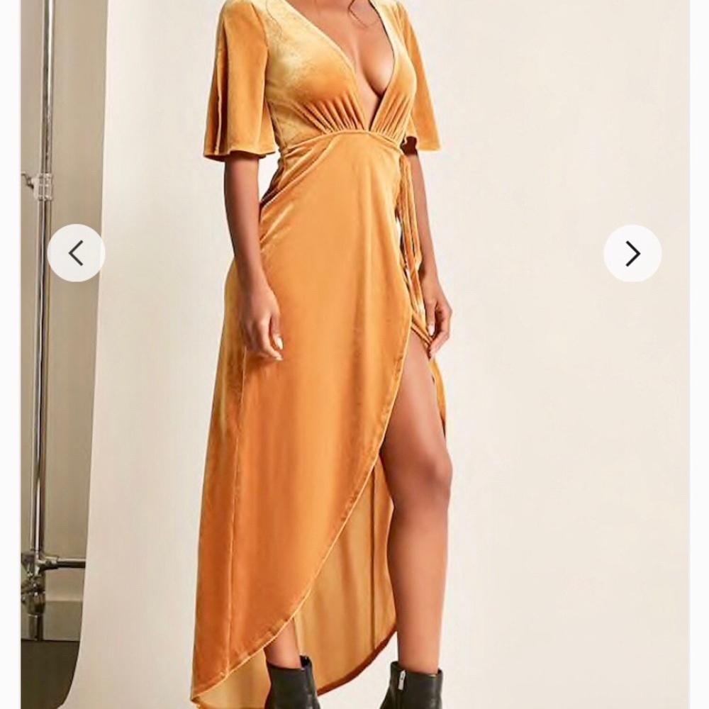 Plunging Velvet Wrap Dress
